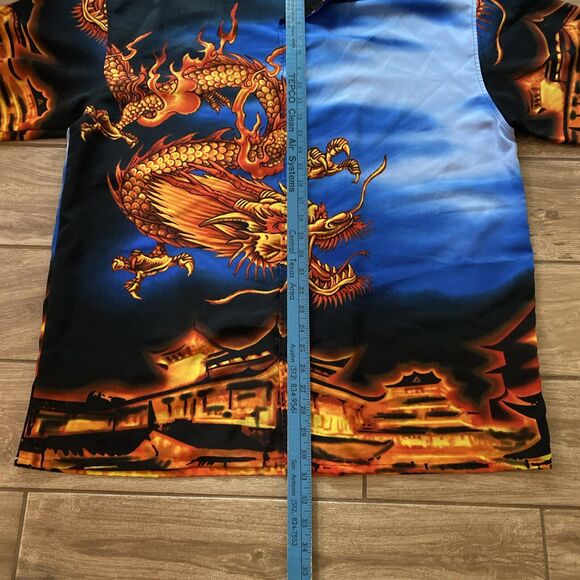MT:2 Button Up Short Sleeve Shirt Dragon Double Sided Korea Mens Size Large - Picture 3 of 6